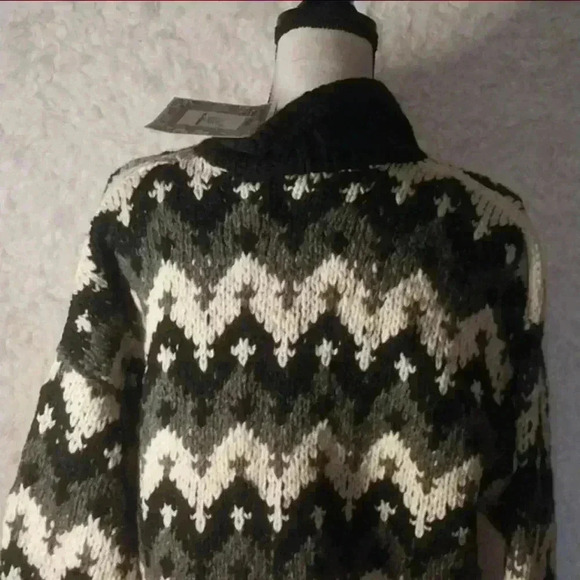 Del Mundo Handmade 100% Ecuador Wool Loose Knit Cardigan Size XL Nordic - Picture 4 of 8